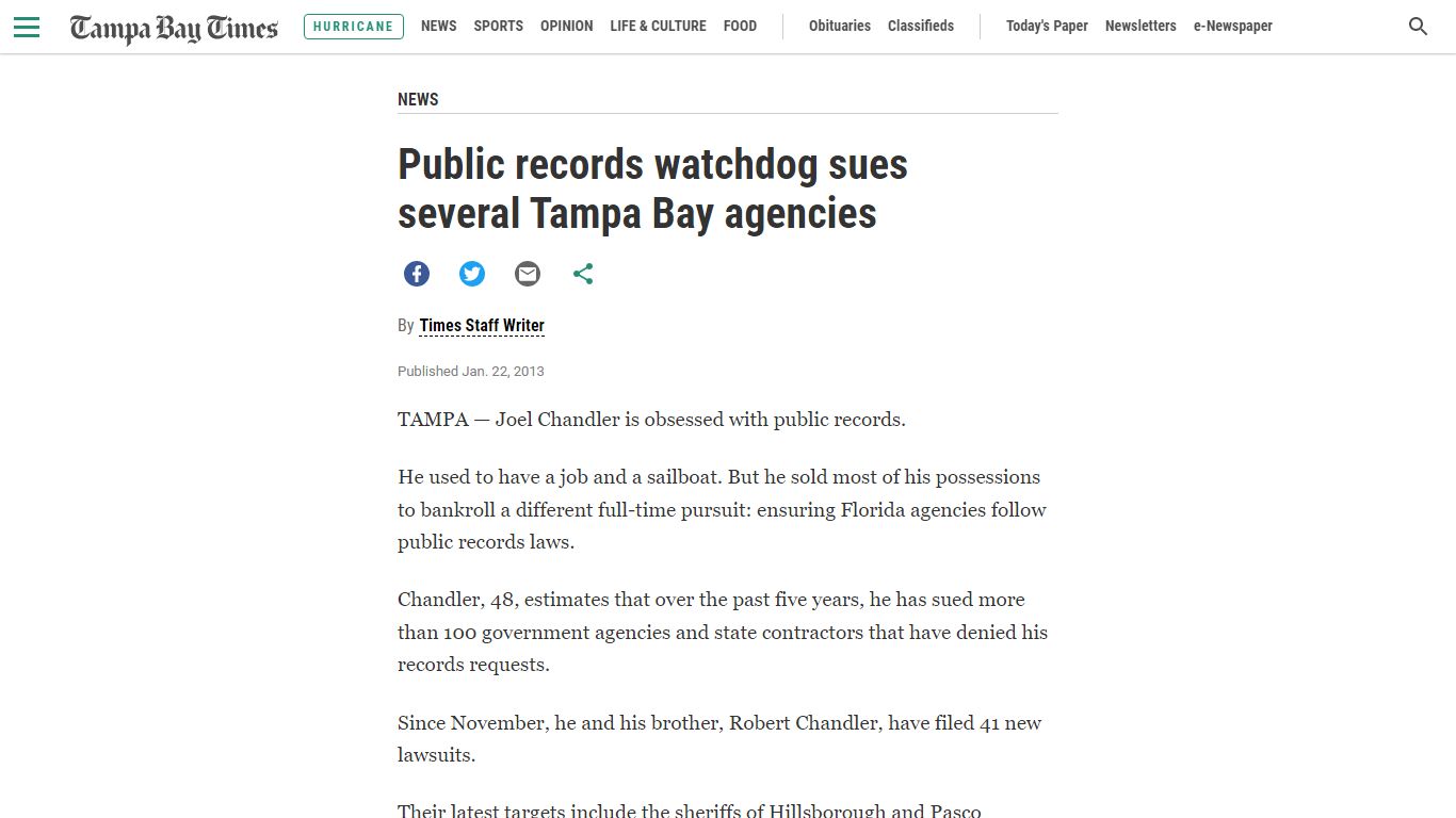 Public records watchdog sues several Tampa Bay agencies