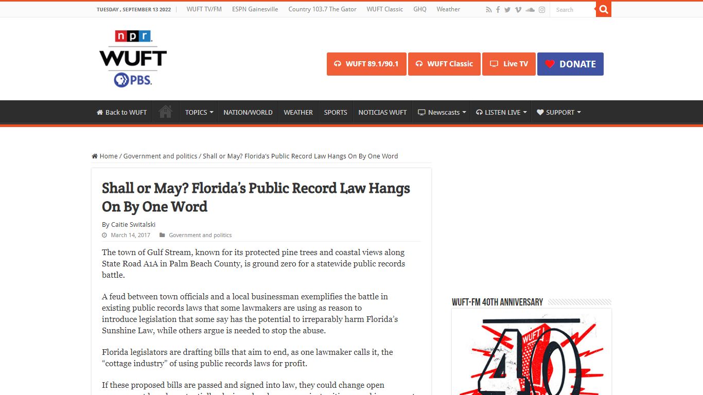 Shall or May? Florida’s Public Record Law Hangs On By One Word